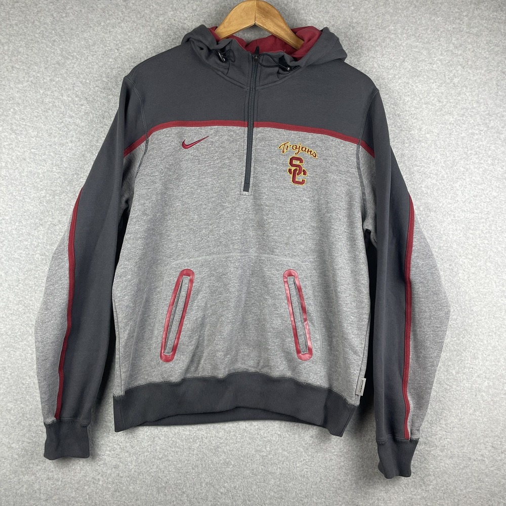 USC Trojans Hoodie Men Medium Nike Tech Quarter Zip Football NCAA Embroidered